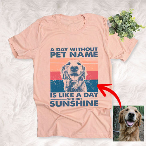 A Day Without Pet Name Is Like A Day without Sunshine Customized Dog Sketch T-Shirt Gift For Dog Lovers, Pet Parents