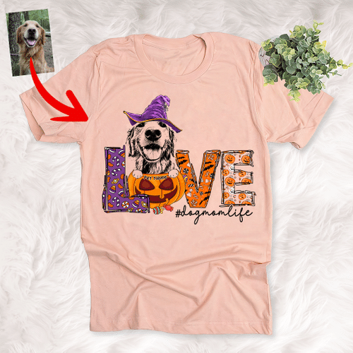 Dog Mom Life Pet with Pumpkin Customized Dog Sketch T-Shirt Gift For Halloween, Spooky Dog Lover