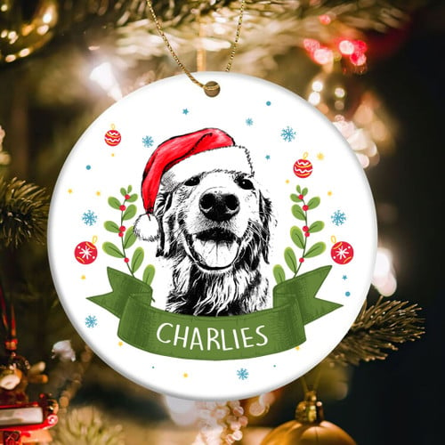 Custom Santa Dog Christmas Holiday Ornament