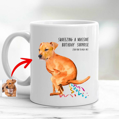 Squeezing A Massive Birthday Surprise Mug For Dog Lovers Naughty Mug Gift