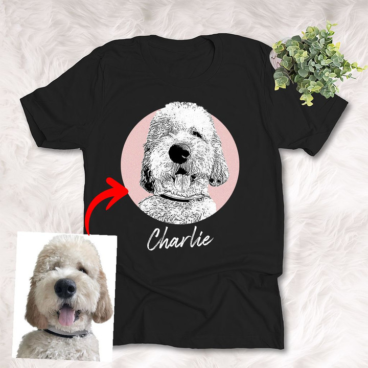 Personalized Pet Portrait Sketch Hand Drawing Men & Women T-shirt for Dog Lovers, Gift for Dog Lover