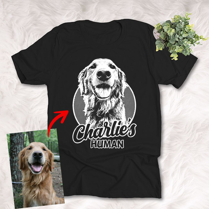 Pencil Sketch Hand Drawing Personalized Unisex T-shirt Vintage Gift For Mom, Dad, Birthday Gift For Pet Lovers