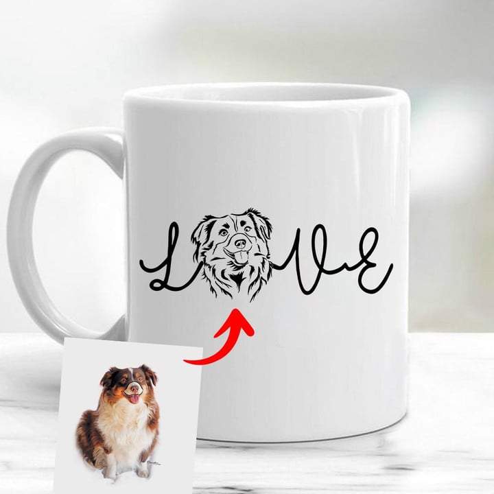 Customized Pet Portrait Pencil Sketch - Love Dog And Cat Mug For Pet Lovers