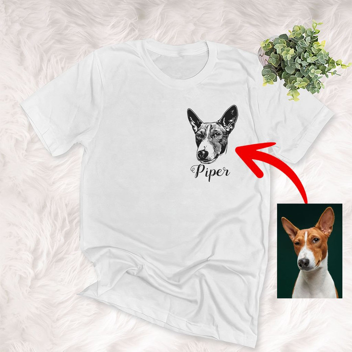 Digital Design Dog Portrait Unisex T-shirt Gift For Dog Moms, Dog Dads, Birthday's Gift For Dog Owners