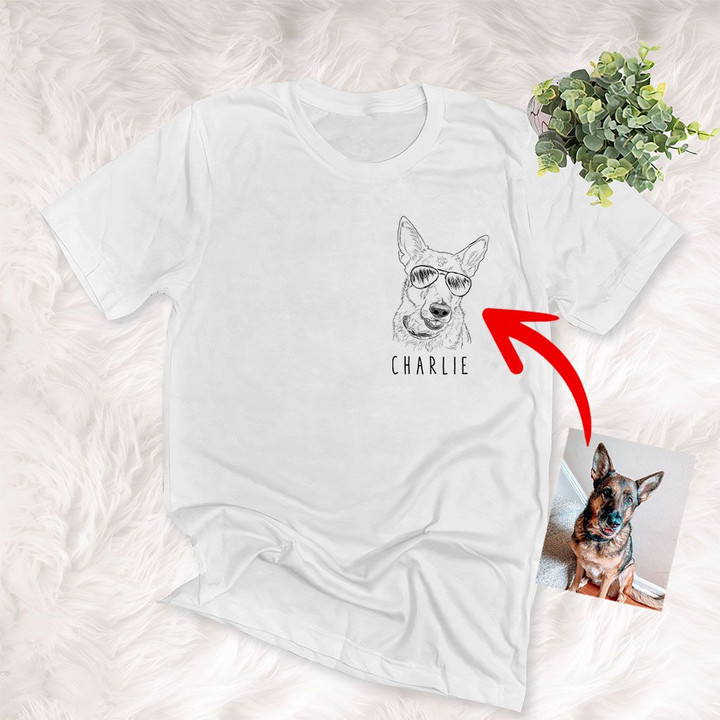Pencil Design Custom Unisex Left Chest T-shirt, Funny Gift For Dog Lovers, Dog Owners