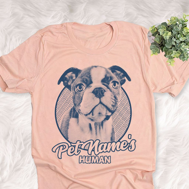 Personalized Boston Terrier Dog Shirts For Human Bella Canvas Unisex T-shirt Heather Peach