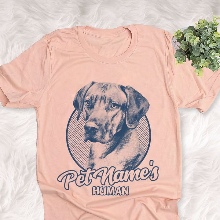 Personalized Rhodesian Ridgeback Dog Shirts For Human Bella Canvas Unisex T-shirt Heather Peach