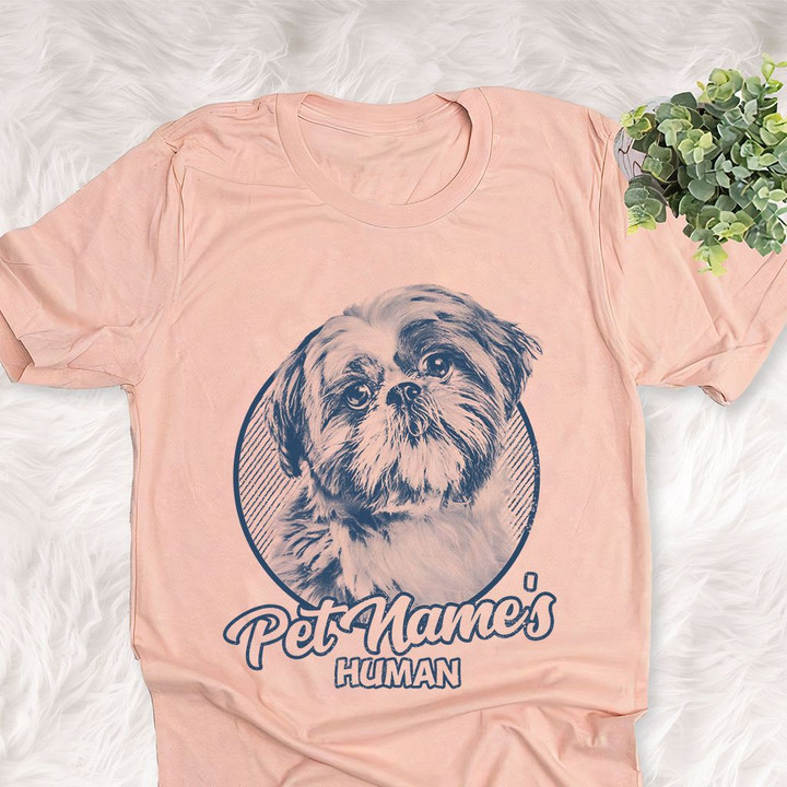 Personalized Shih Tzu Dog Shirts For Human Bella Canvas Unisex T-shirt Heather Peach
