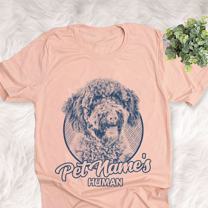 Personalized Spanish Water Dog Shirts For Human Bella Canvas Unisex T-shirt Heather Peach