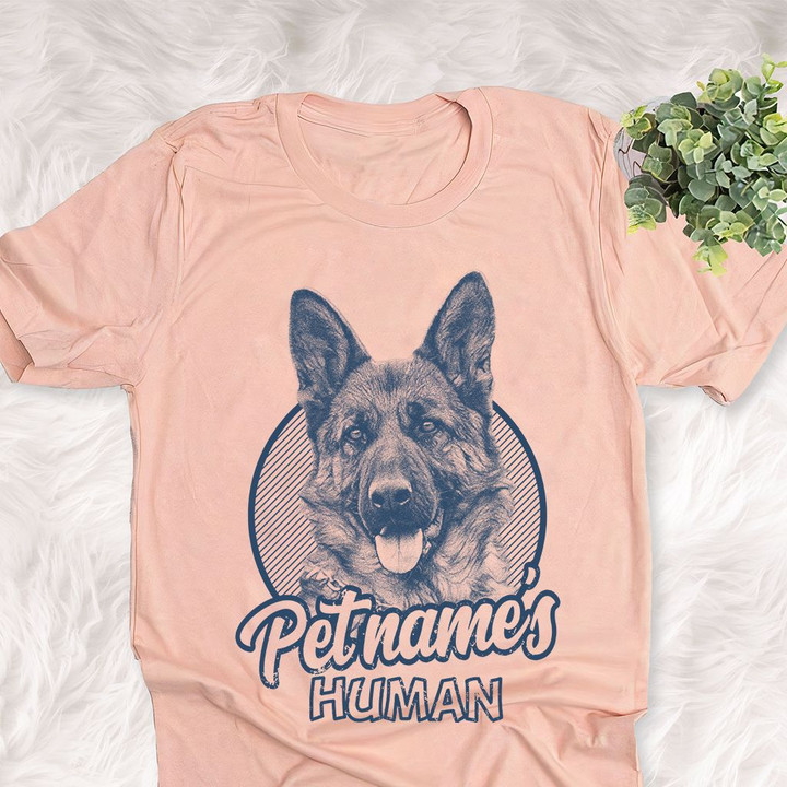 Personalized German Shepherd Dog Shirts For Human Bella Canvas Unisex T-shirt Heather Peach