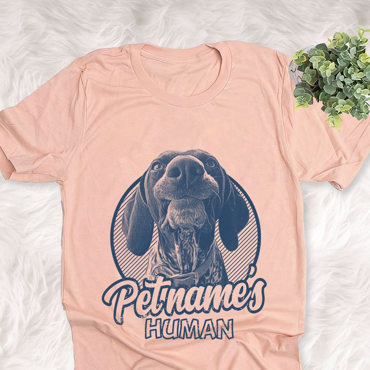 Personalized German Shorthaired Pointer Dog Shirts For Human Bella Canvas Unisex T-shirt Heather Peach