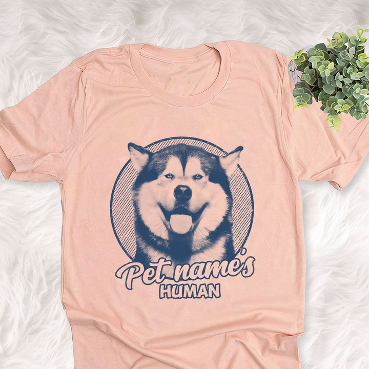 Personalized Malamute Dog Shirts For Human Bella Canvas Unisex T-shirt Heather Peach