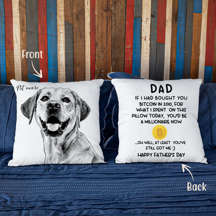Funny Father's Day Pillow Bitcoin Custom Dog Photo Pillow Case