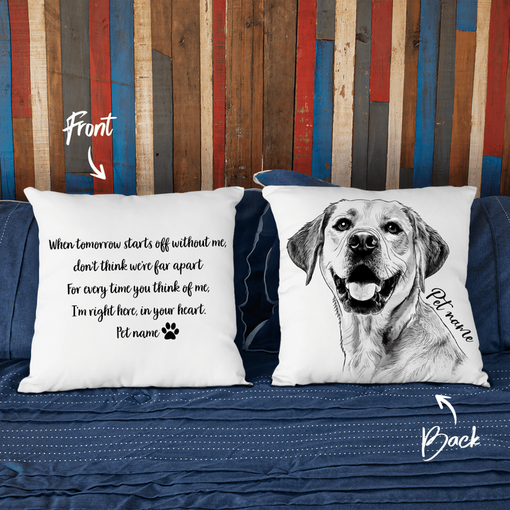 Personalized Pet Sympathy Hand Drawn Portrait Dog Photo Pillow Case Gift For Dog Lover, Dog Owner, Pet Parents