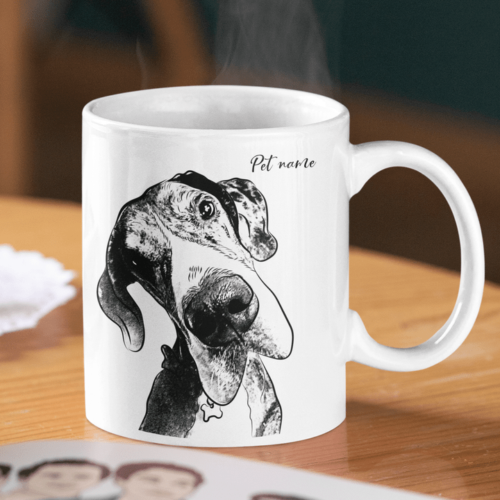 Personalized Pet Photo Portrait Hand Drawing Mug for Dog Lovers