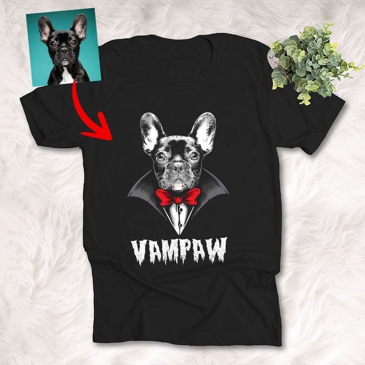 Scary Vampire Dog Customized Sketch T-Shirt Gift For Halloween, Spooky Dog Lover