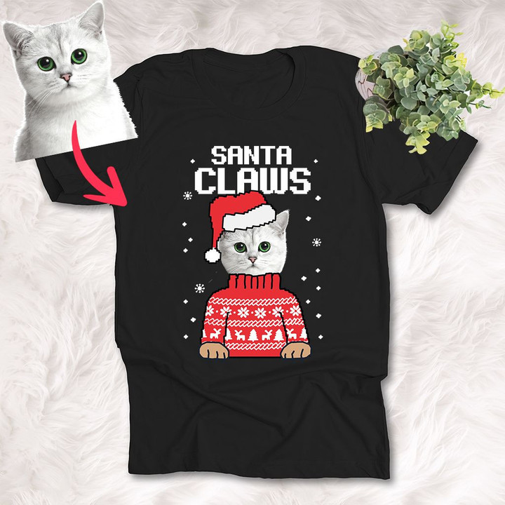 Santa Claws Santa Paws Ugly Christmas Unisex T-Shirt Xmas Sweater For Pet Parents, Dog Lovers