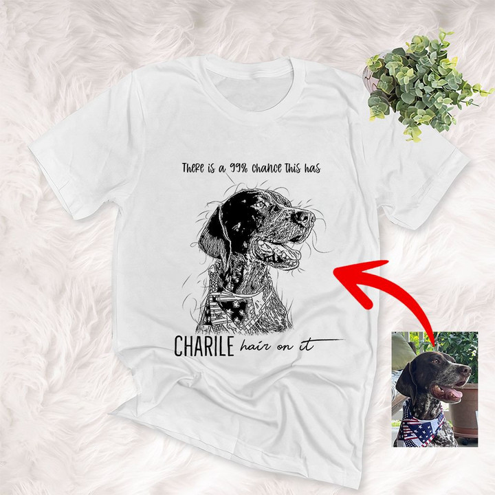 Personalized Dog Hair Sketch Unisex T-shirt for Dog Dad, Dog Mom, Pet Parents