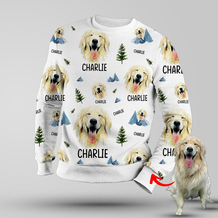 Personalized Mountain And Tree Full Printing Custom Dog Sweatshirt