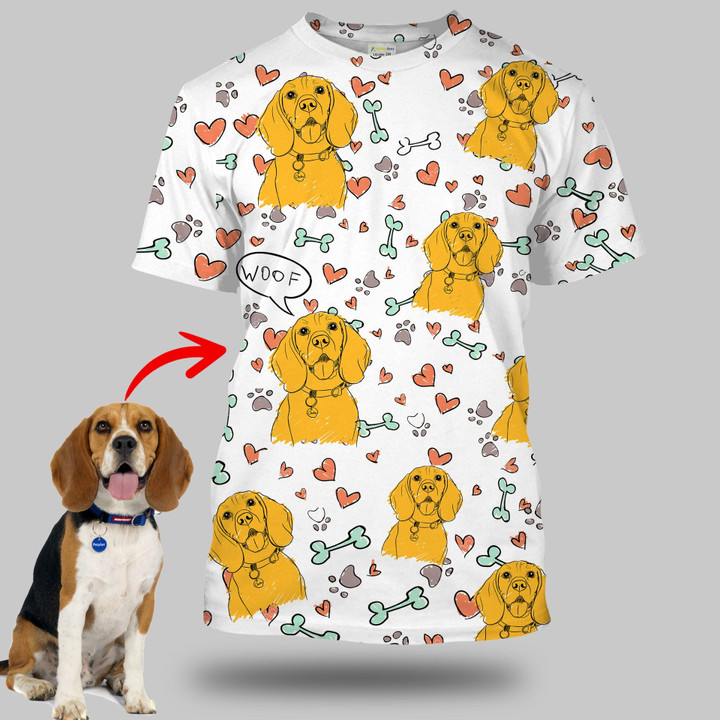 Personalized Full Printing Ilustration Dog Portrait T-Shirt