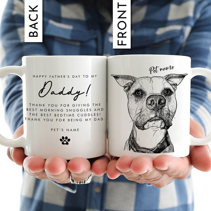 Customized Happy Fathers Day Pet Mug, Gift for Father's Day