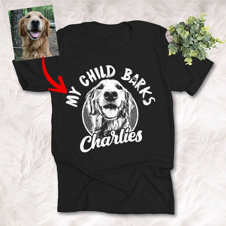 My Child Barks Sketch Custom Dog Unisex T-shirt for Dog Parents