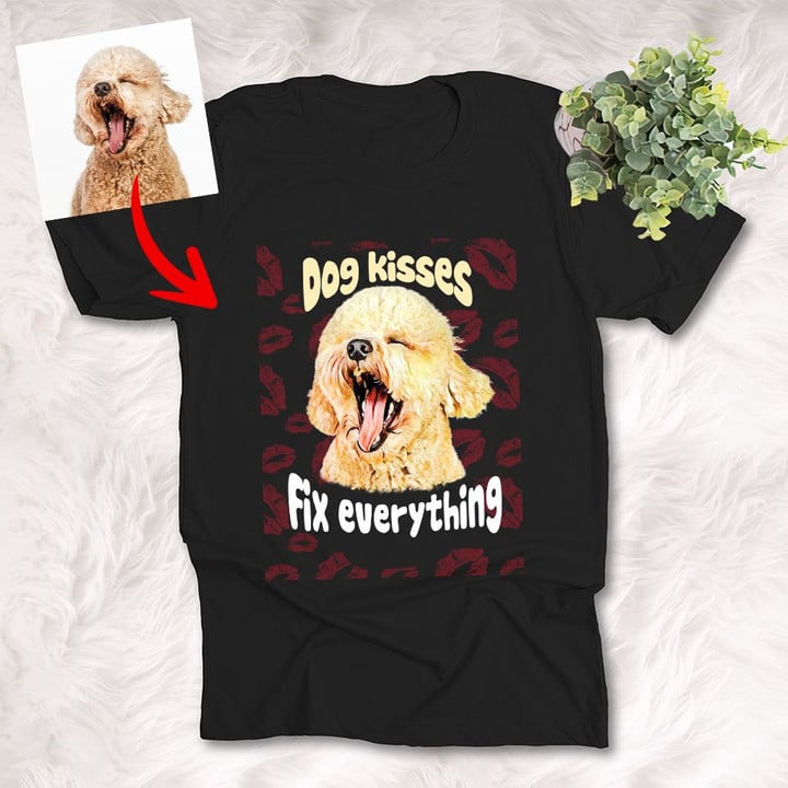 Customized Dog Kisses Colorful Portrait Custom T-Shirt, Petlover Gift, Birthday's Gift