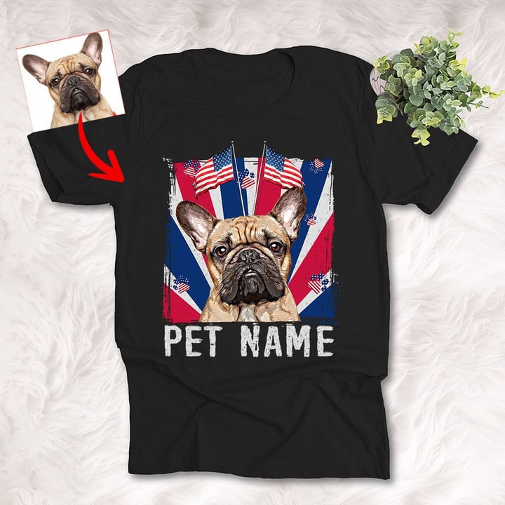 4th of July Dog Colorful Portrait Custom T-Shirt, Independence Day, DogLovers Gifts