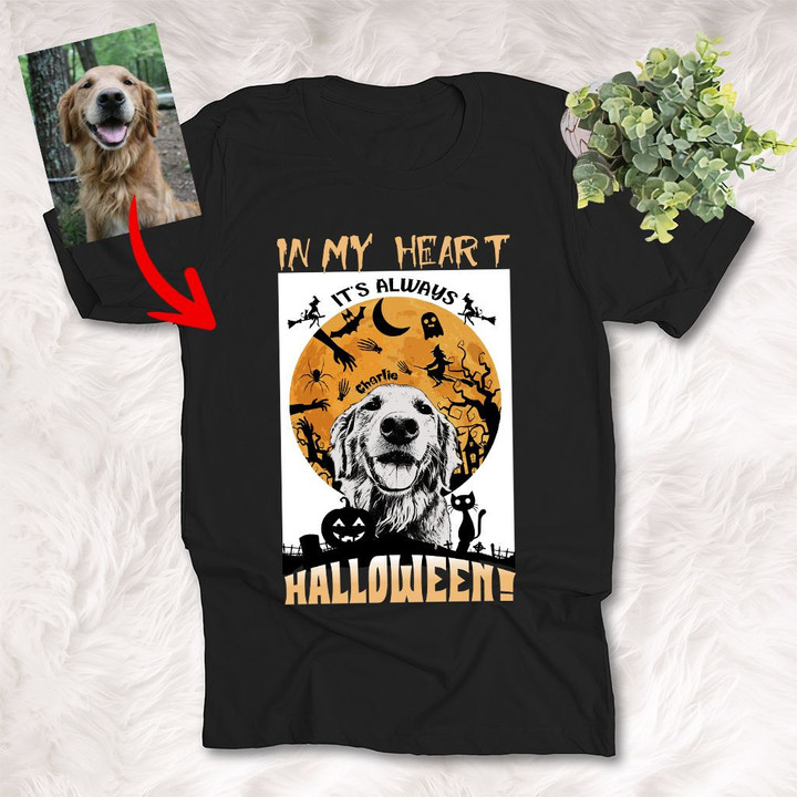 Always Halloween In Heart Sketch Dog Portrait T-shirt For Dog Mom Dog Dad