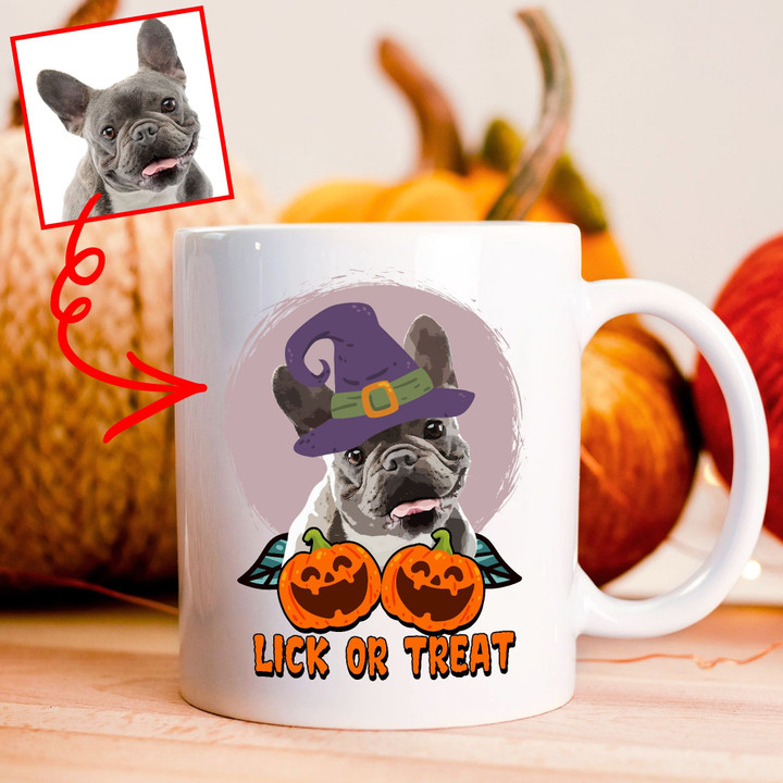 Dog Funny Portrait Witch Hat Mug on Halloween Day, Gift For Dog Mom, Dog Dad