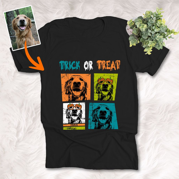 Trick Or Treat Custom Sketch Dog Portrait Unisex T-shirt Gift For Halloween