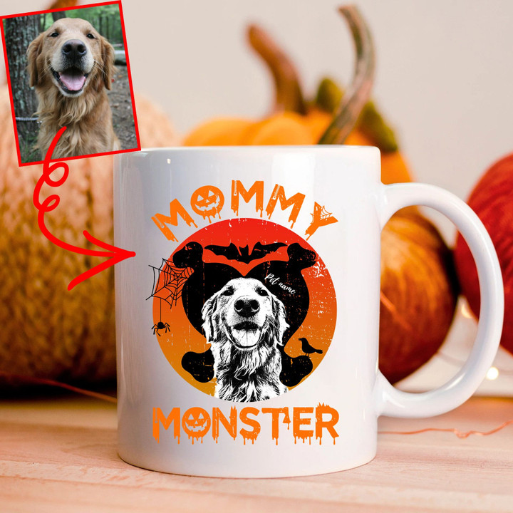 Customized Sketch Little Monster Portrait Halloween Mug For Dog Mom