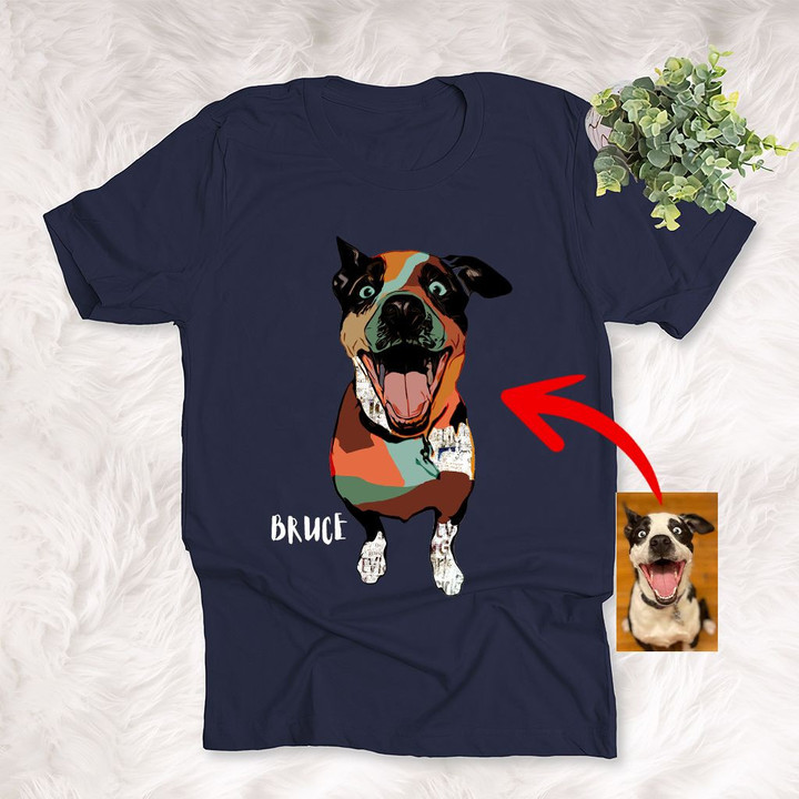 Personalized Dog Colorful Art Unisex T-shirt Dog Mom Dog Dad Gift