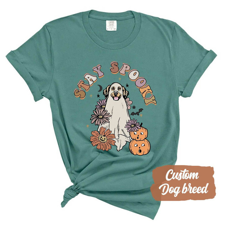 Custom Stay Spooky Retro Dog Halloween Comfort Color Unisex T-shirt