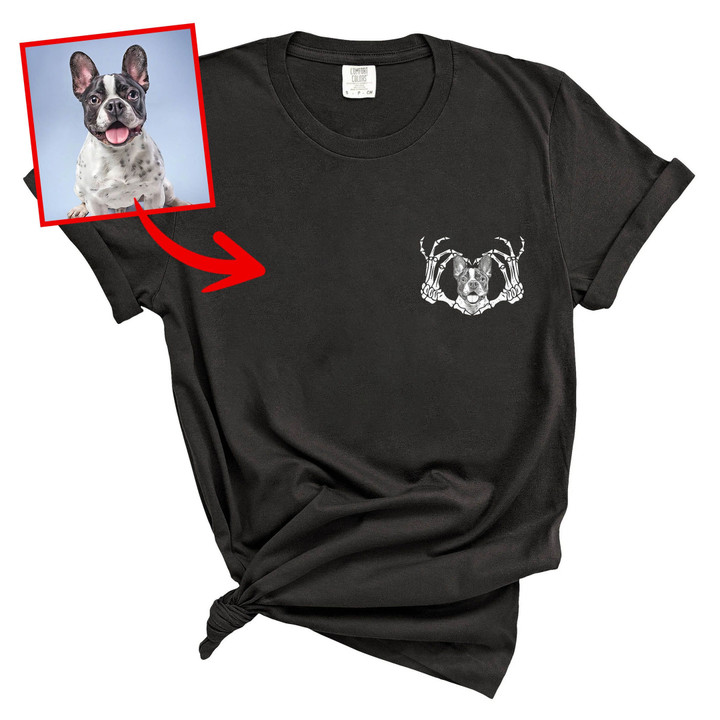 Custom Dog Halloween Hand Heart Sign Comfort Color Unisex T-shirt