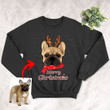 Customized Pet Oil Painting Christmas Sweatshirt - Merry Christmas Unisex Adult Crewneck Sweatshirt For Pet Owners