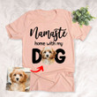 Namaste Home With My Dog Personalized Pet Portrait Unisex T-shirt Special Gift for Dog Mom, Yoga Mom
