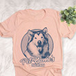Personalized Alaskan Malamute Dog Shirts For Human Bella Canvas Unisex T-shirt For Dog Mom, Dog Dad Heather Peach