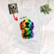 Personalized Rainbow Dog Photo Portrait Custom T-shirt For Human