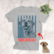 Independence day 4th July Customized Dog Photo Portrait T-shirt For Human