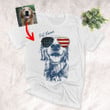 American Flag Glasses Independence day 4th July Customized Dog Photo Portrait T-shirt