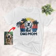 Dog Mom Summer Vibes Sunset Customized Dog Portrait T-Shirt Dog Mama Gift Dog Lovers Shirt