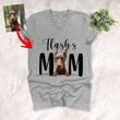 Furry Mom Custom Pet Portrait Unisex Vneck Shirt Mother's Day Gift, Gift for Girls On Birthday