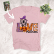 Love Halloween Pet with Pumpkin Customized Dog Sketch T-Shirt Gift For Halloween, Spooky Dog Lover
