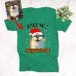 Santa Hat Personalized Colorful Painting Pet Portrait Christmas T-Shirt Gift For Xmas
