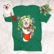 Christmas Sock Funny Dog Portrait T-Shirt Xmas Gift For Dog Owners