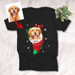 Christmas Socks With Dog Ribbon Xmas Tree Personalized Unisex T-Shirt