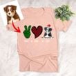 Peace Love Dog Sketch Pet Portrait Custom T-Shirt Christmas Gift For Dog Lovers