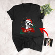 Customized Pet Portrait Christmas Ribbon Unisex V-neck Shirt