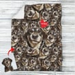 Personalized Dog Face Pattern Fleece Blanket Gift For Dog Moms, Dog Dads, Pet Lovers